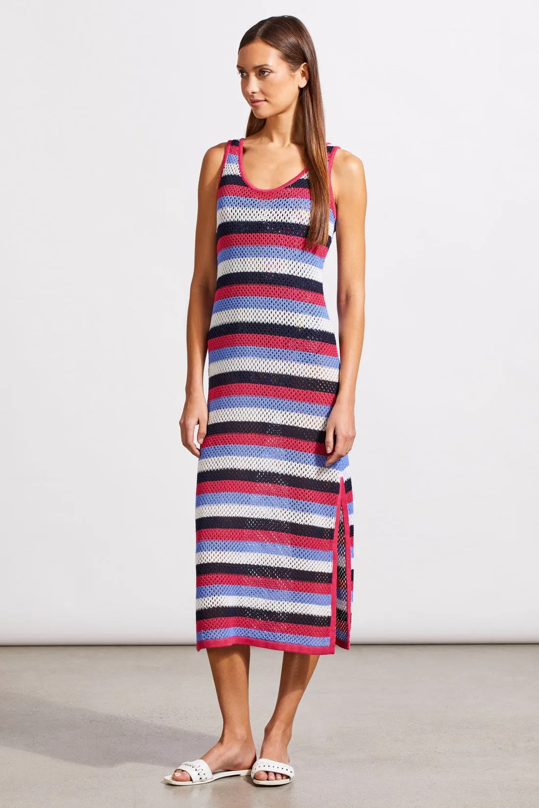 STRIPED MESH KNIT COVER-UP DRESS-Tangopink sold by Tribal