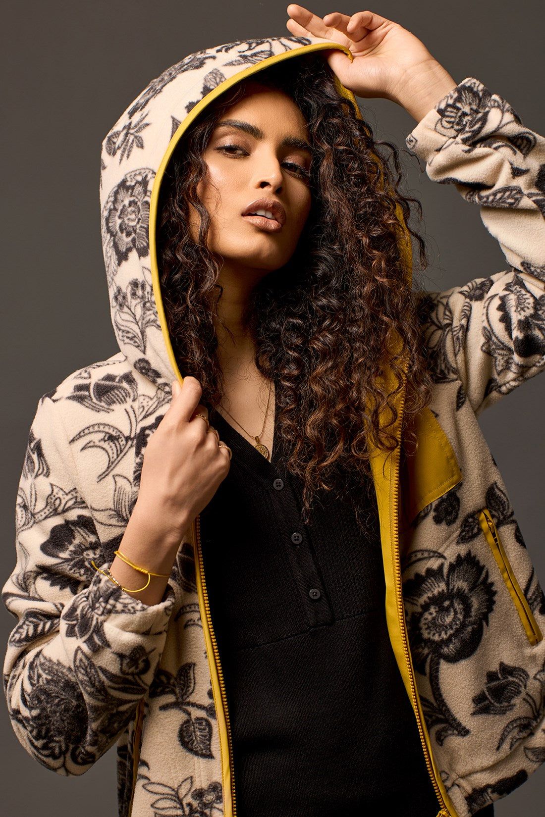 POLAR FLEECE HOODED JACKET-Oyster sold by Tribal