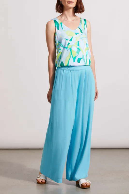 PULL-ON LINEN BLEND FLOWY PANTS WITH POCKETS-Capri sold by Tribal