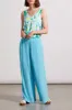 PULL-ON LINEN BLEND FLOWY PANTS WITH POCKETS-Capri sold by Tribal