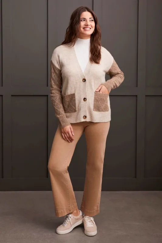 Color Block Drop Shoulder Cardigan With Pockets-Frostgrey sold by Tribal