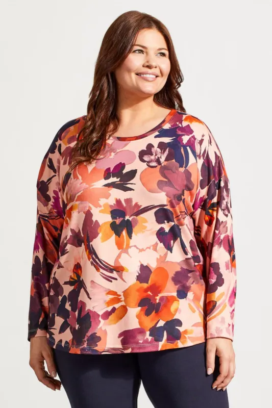 Soft Printed Crew Neck Top With Curved Hem-Night Sky sold by Tribal