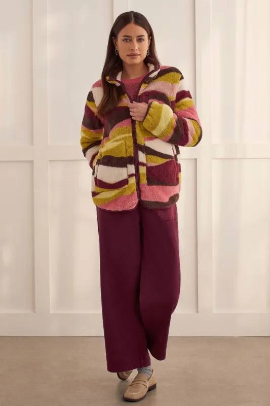 PRINTED DOUBLE-FACE SHERPA JACKET-Chartreuse sold by Tribal