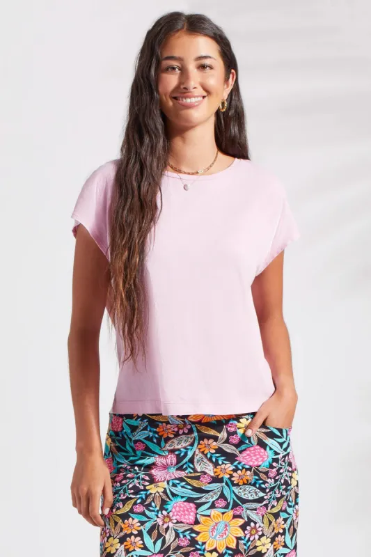 COTTON CREW NECK TEE WITH CAP SLEEVES-Orchid sold by Tribal