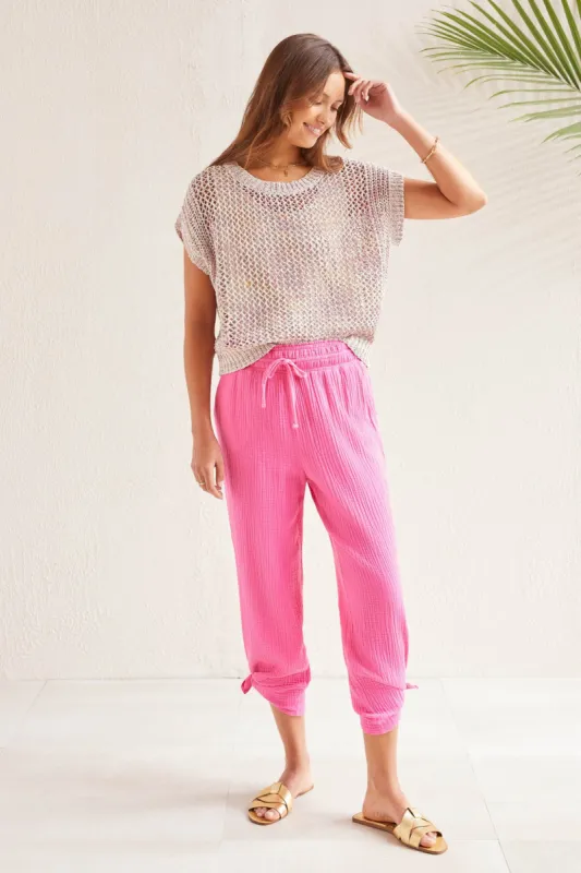 BOXY SLEEVELESS SWEATER WITH RIBBED DETAILING-Plum sold by Tribal