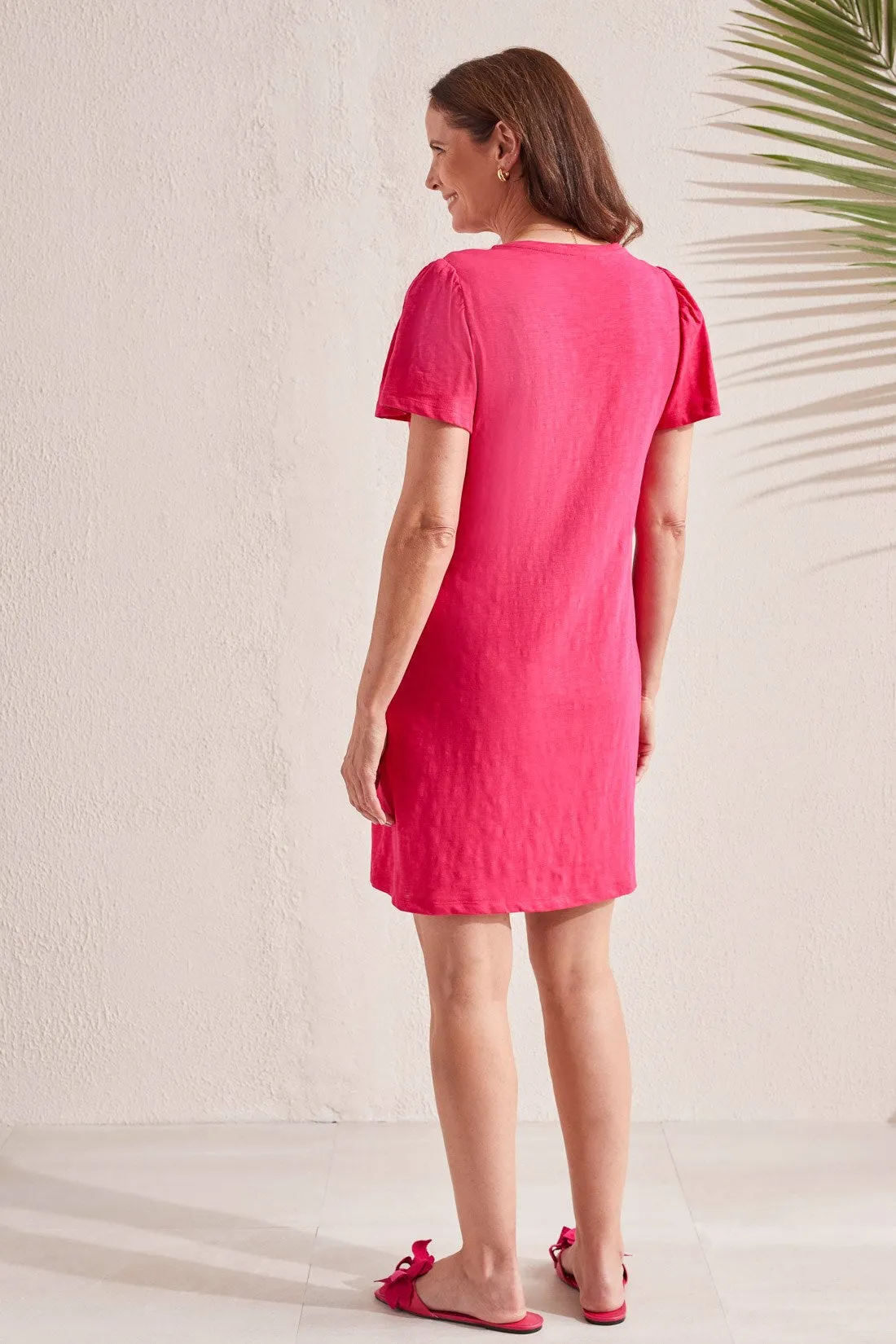 COTTON FLUTTER SLEEVE DRESS WITH POCKETS-Raspberry sold by Tribal product image thumbnail 4