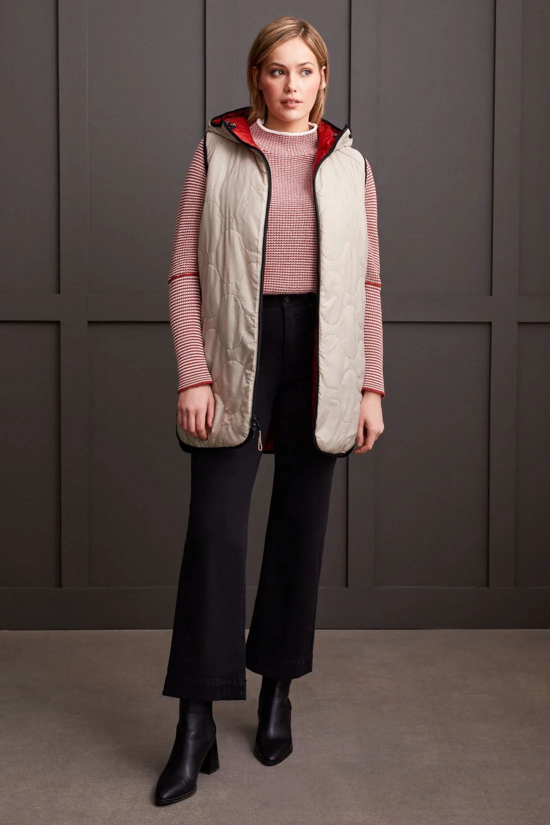 Reversible Hooded Puffer Vest With Hi-Low Hem-Mahogany sold by Tribal product image thumbnail 2