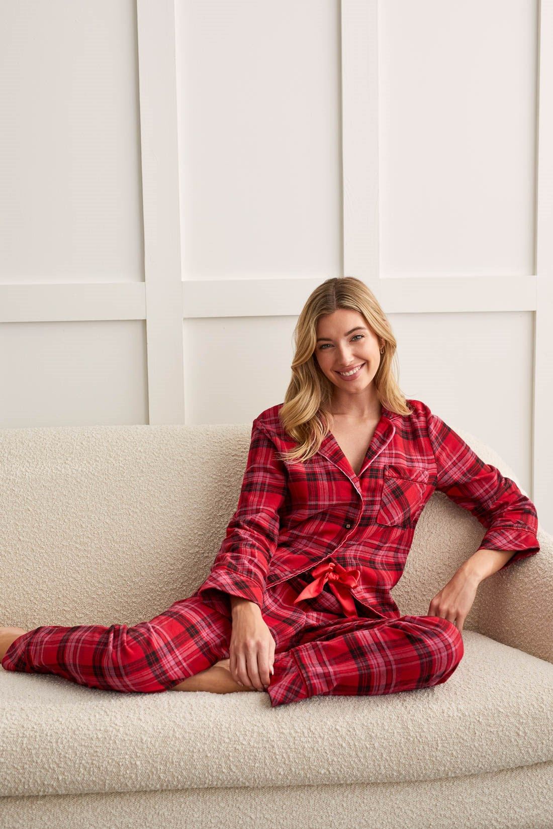 SOFT FLANNEL PJ SET-Lipstick red sold by Tribal