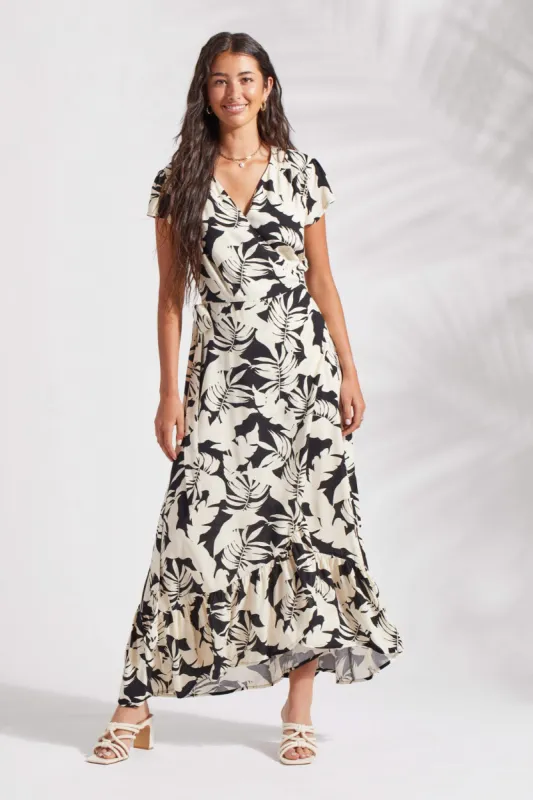 PRINTED MAXI DRESS WITH SHORT SLEEVES-Wailea sold by Tribal