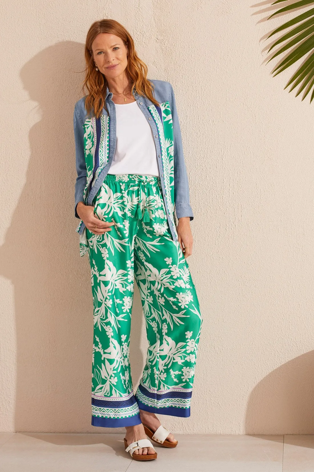 PRINTED PULL-ON WIDE LEG PANTS WITH DRAWSTRING-Jademist sold by Tribal product image thumbnail 5