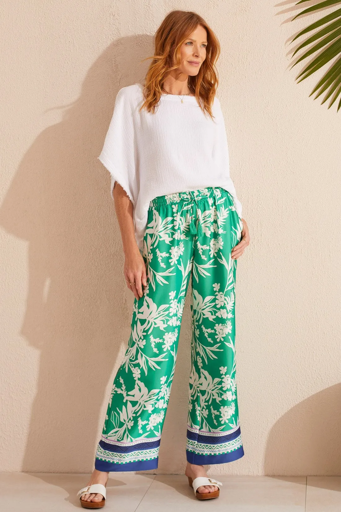 PRINTED PULL-ON WIDE LEG PANTS WITH DRAWSTRING-Jademist sold by Tribal product image thumbnail 3