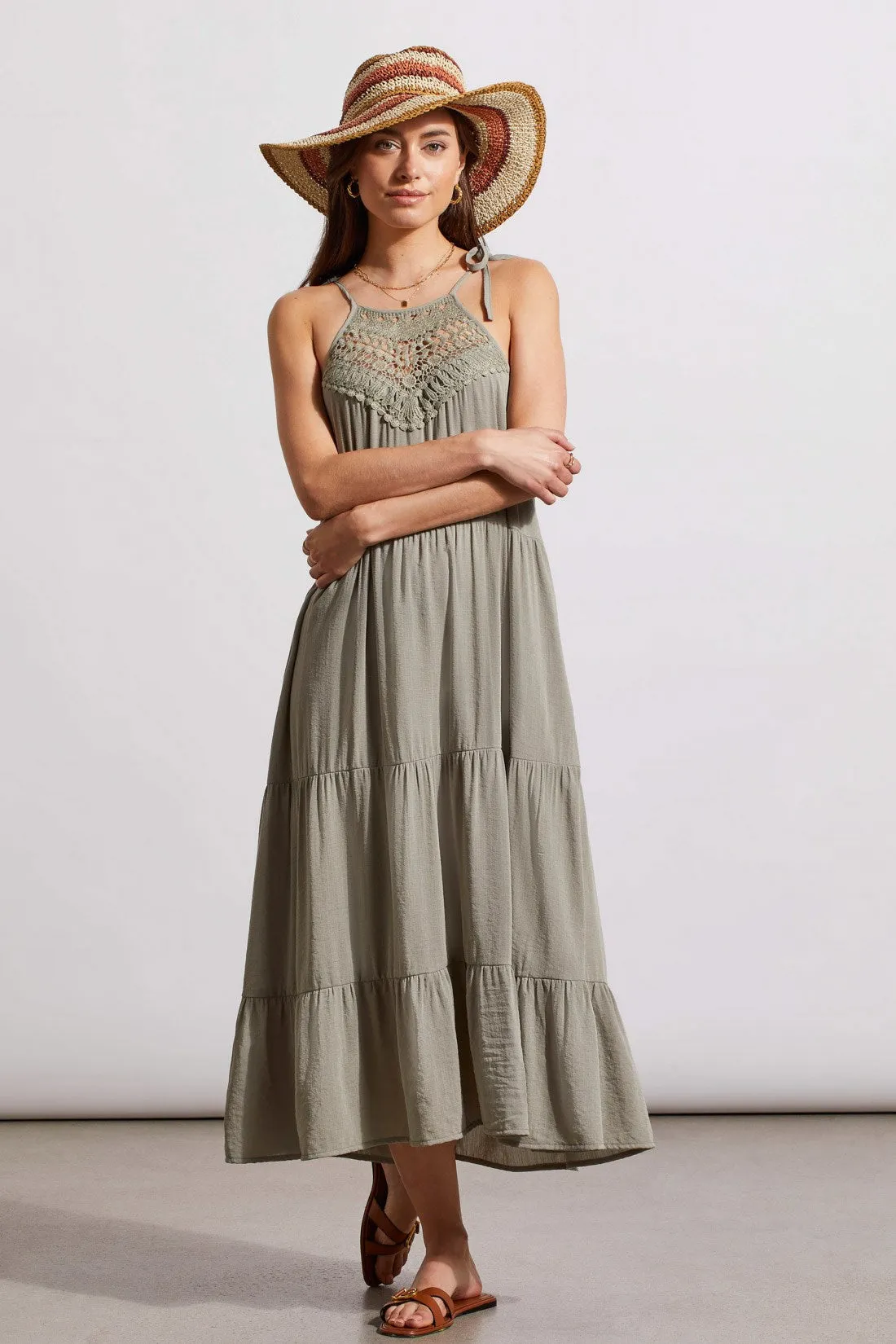 SLEEVELESS DRESS WITH ADJUSTABLE STRAPS-Driedsage sold by Tribal