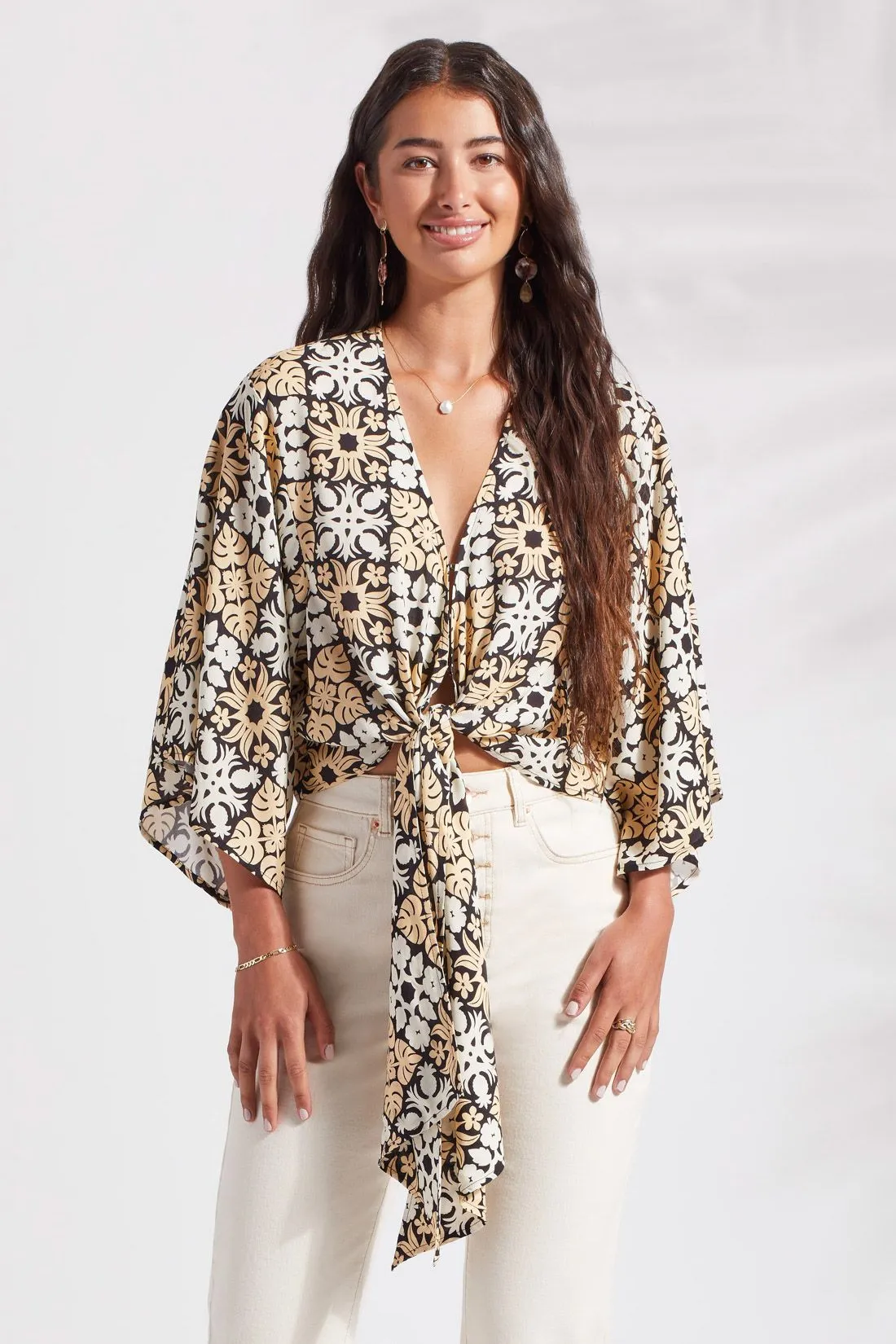 PRINTED KIMONO TOP WITH FRONT TIE-Papeete sold by Tribal product image thumbnail 4