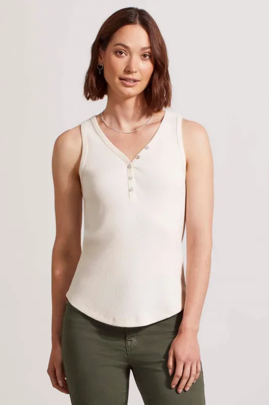 SOLID COTTON HENLEY TANK TOP-Sandust sold by Tribal