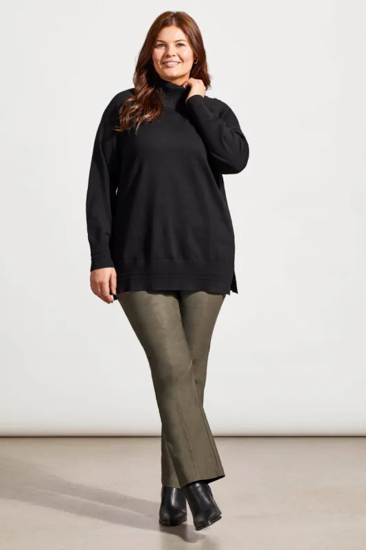 Raglan Sleeve Cowl Neck Sweater With Front Stitch Detail-Black sold by Tribal