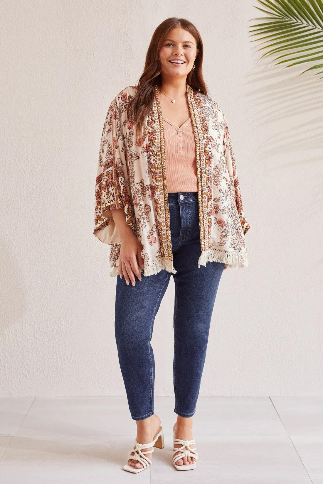 EMBELLISHED KIMONO-Cashew sold by Tribal product image thumbnail 2