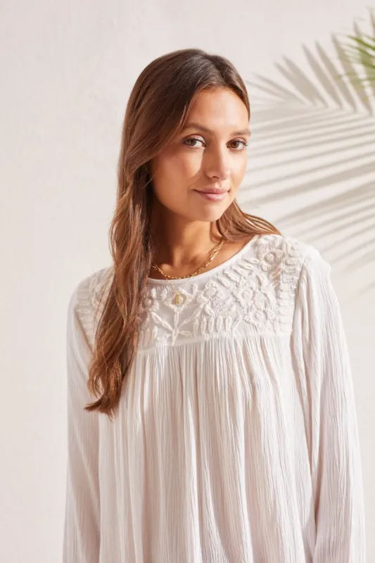 LONG SLEEVE BLOUSE WITH EMBROIDERY-Sandust sold by Tribal
