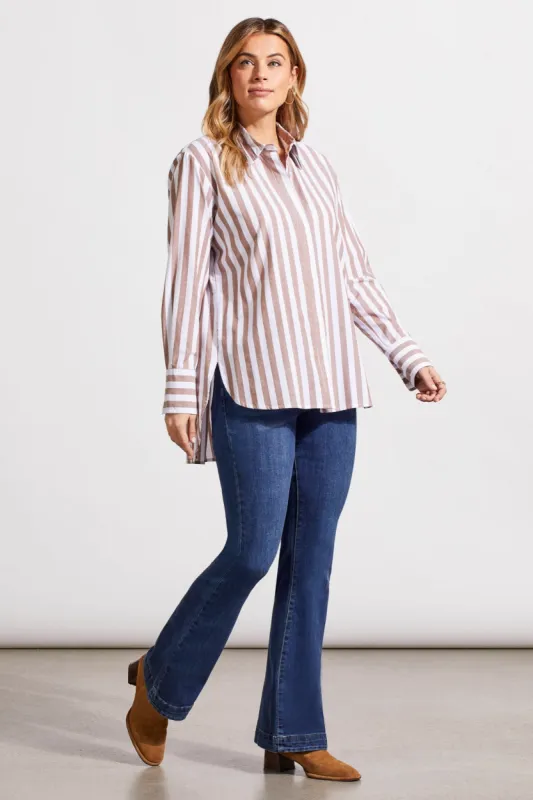 Long-Sleeve Button-Up Shirt With Back Pleats-Walnut sold by Tribal