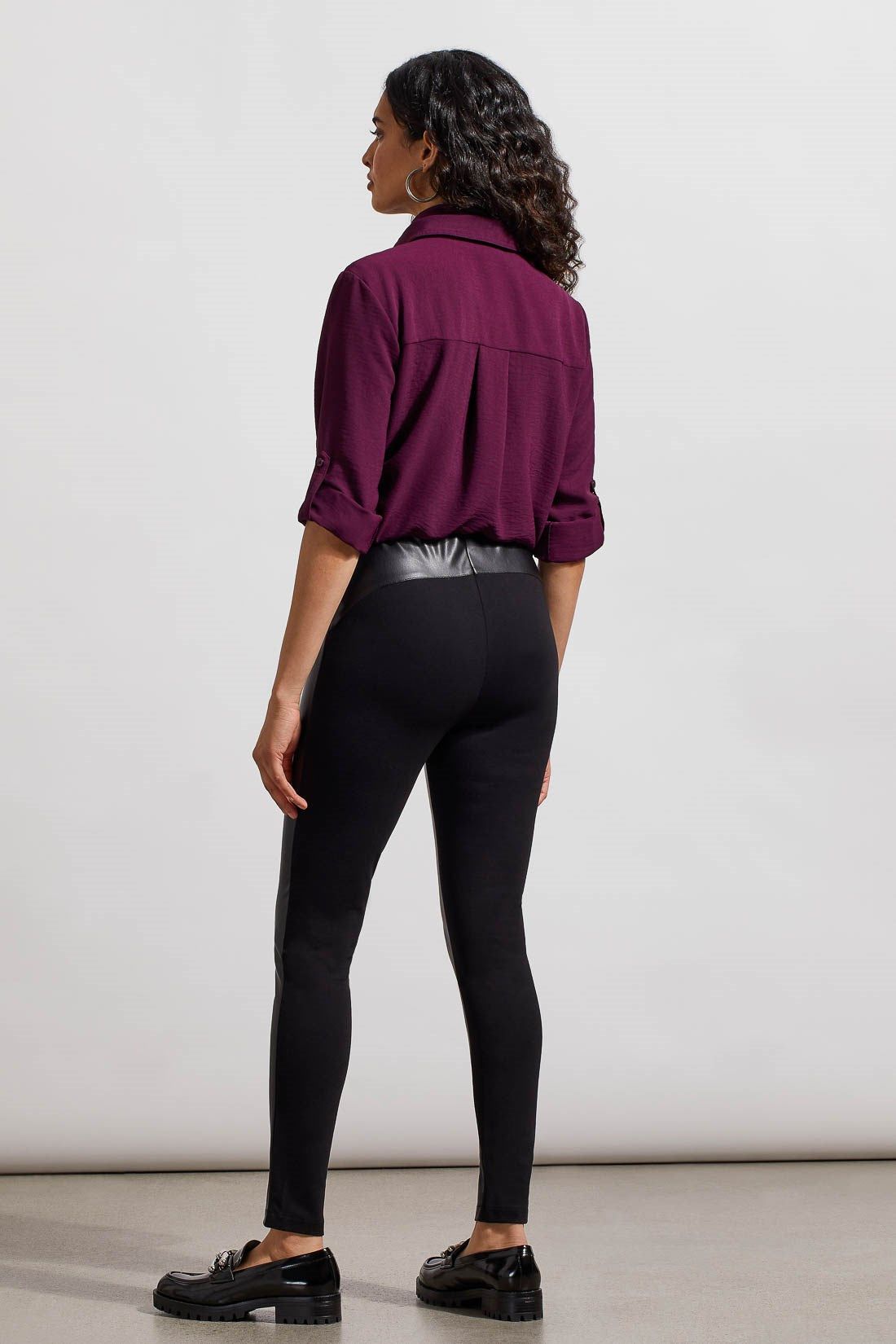 FAUX LEATHER COMBO LEGGINGS-Black sold by Tribal product image thumbnail 3