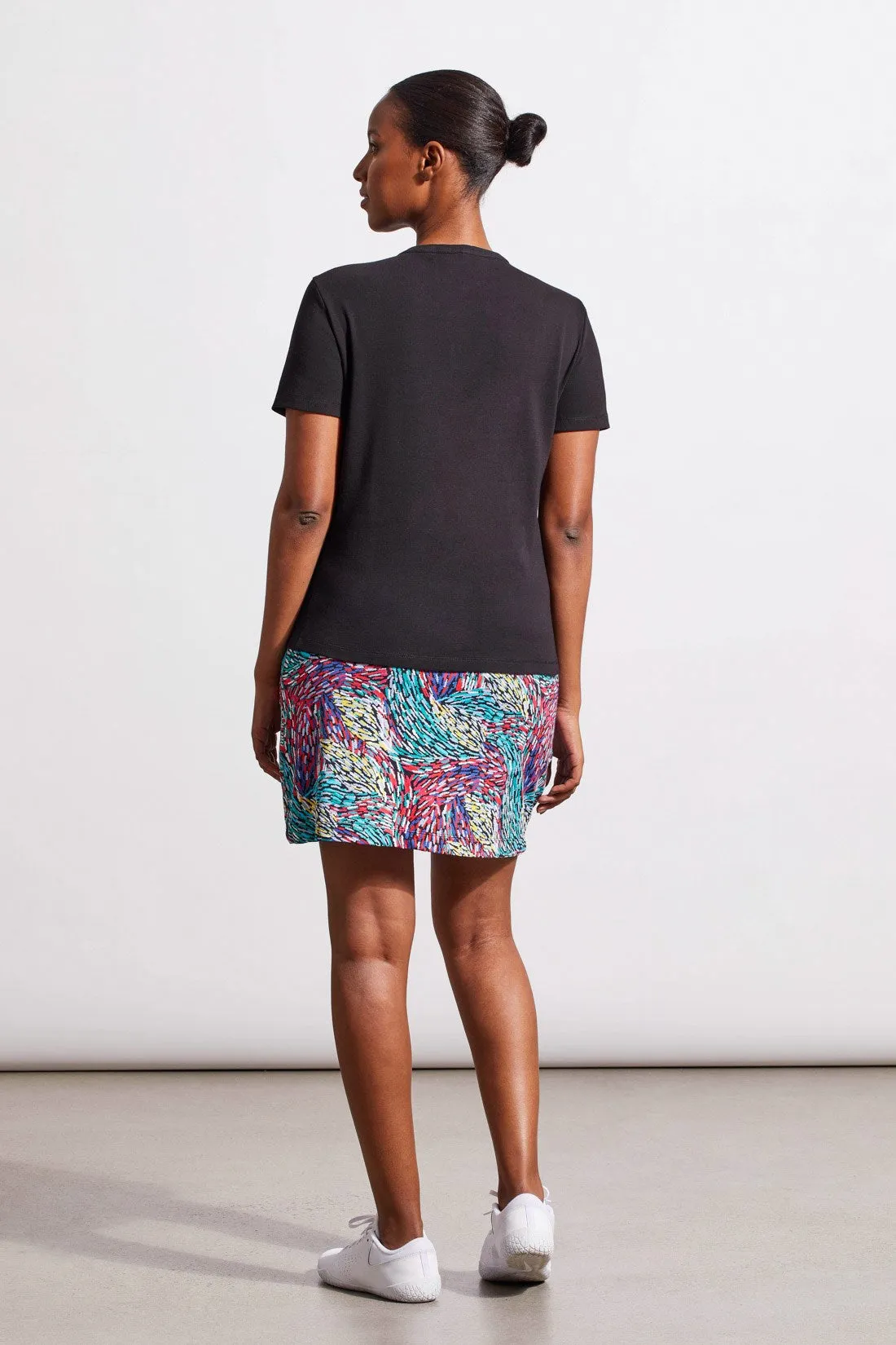 COTTON RIB NOTCH-NECK TOP WITH SHORT SLEEVES-Black sold by Tribal product image thumbnail 3