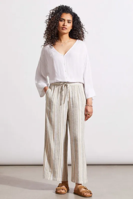 LINEN BLEND STRIPED FLOWY PANTS-Frenchoak sold by Tribal