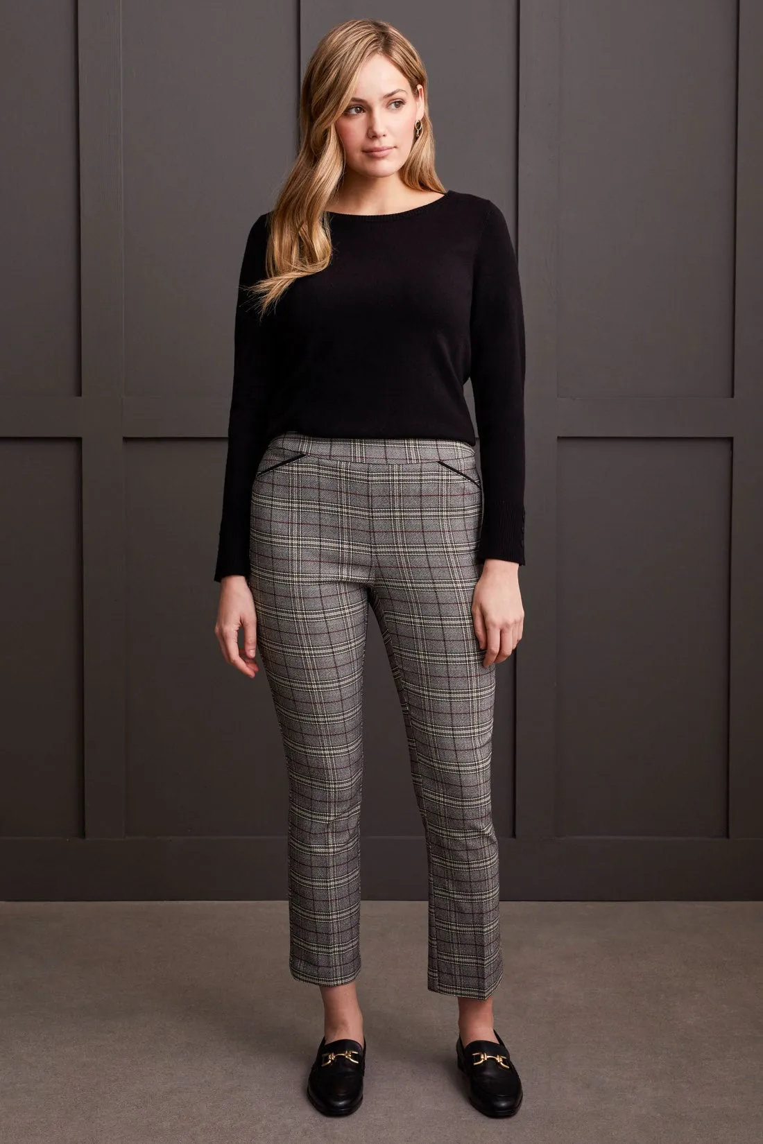 Pull-On Kick Flare Ankle Pant-Bordeaux sold by Tribal