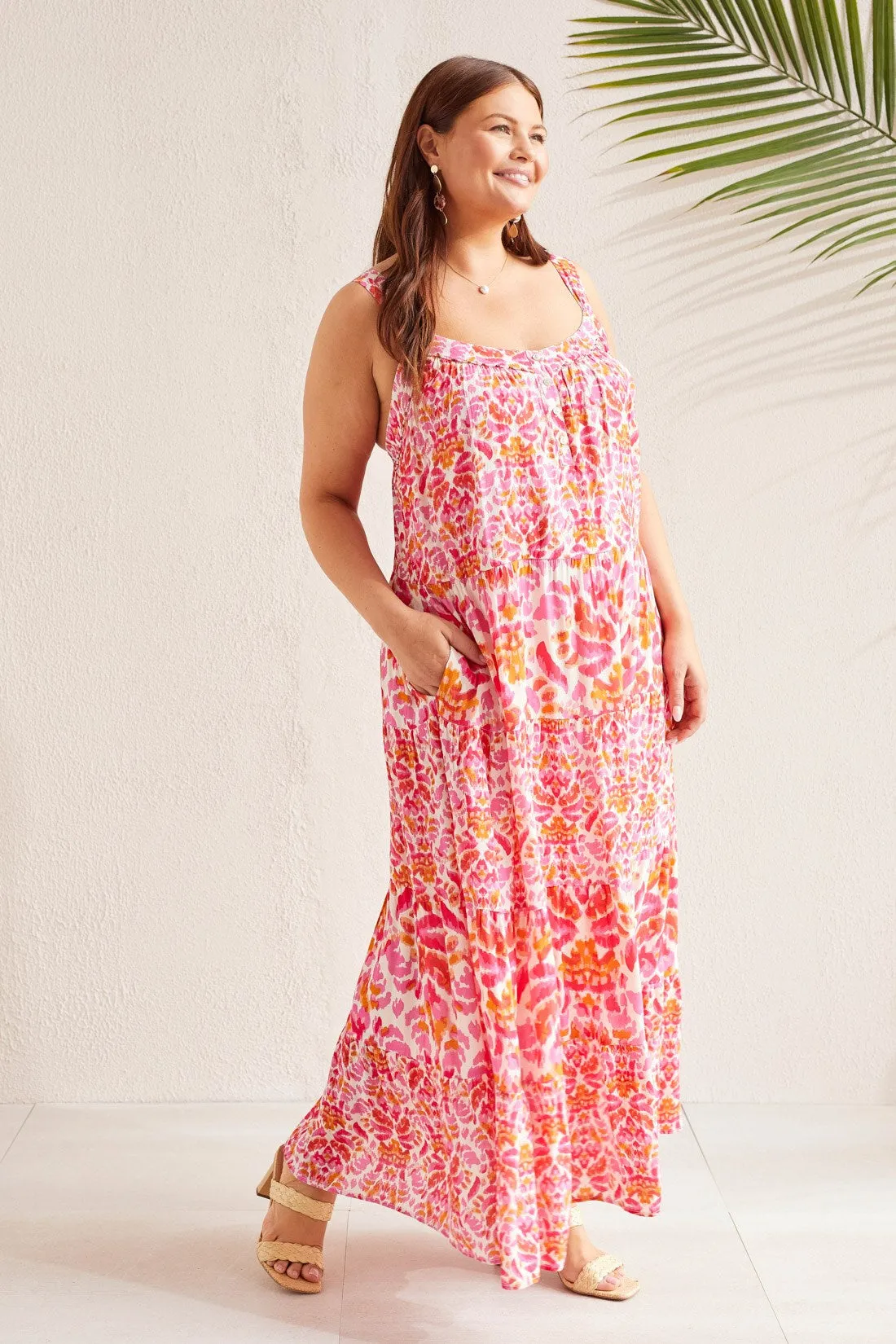 PRINTED MAXI DRESS WITH SIDE SEAM POCKETS-Amberglow sold by Tribal product image thumbnail 2