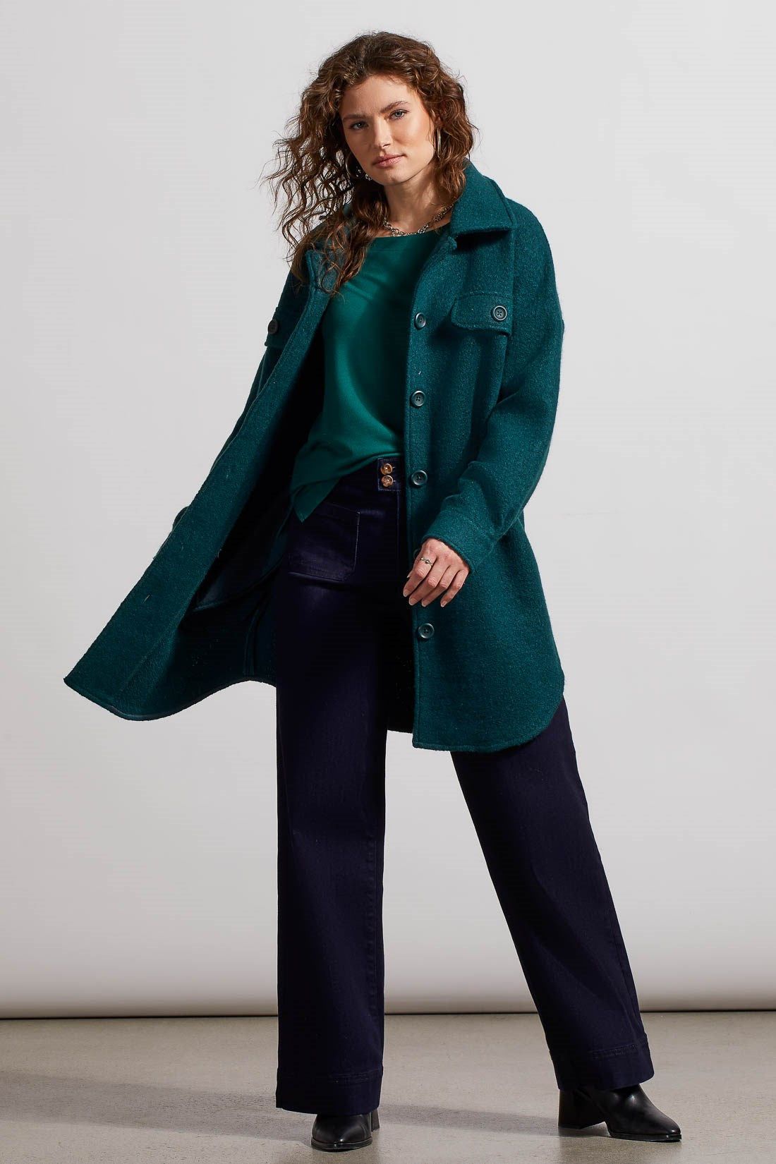 BOILED WOOL JACKET WITH POCKETS-Forest sold by Tribal