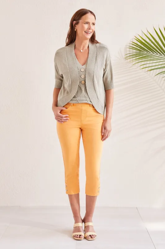 PULL-ON CAPRI WITH HEM VENTS-Apricottan sold by Tribal