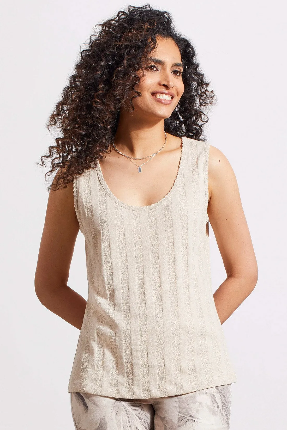 COTTON TANK TOP WITH PICOT TRIM-Frenchoak sold by Tribal