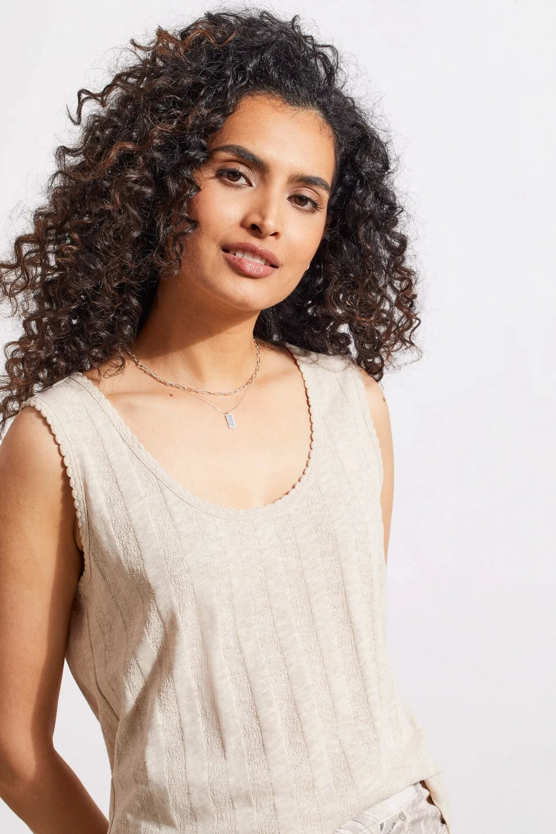 COTTON TANK TOP WITH PICOT TRIM-Frenchoak sold by Tribal product image thumbnail 3