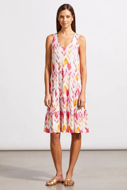 PRINTED JERSEY V-NECK SLEEVELESS DRESS-Creamsicle sold by Tribal