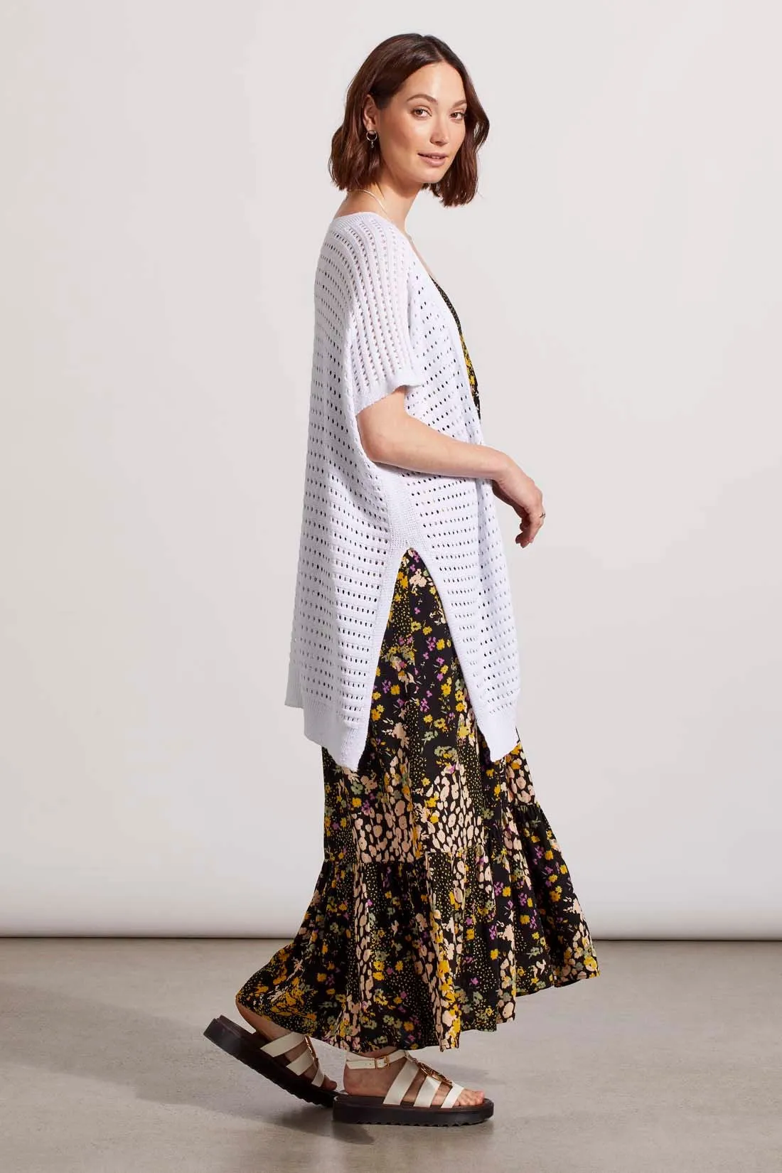 LONGLINE SWEATER CARDIGAN WITH SIDE SLITS-White sold by Tribal product image thumbnail 2