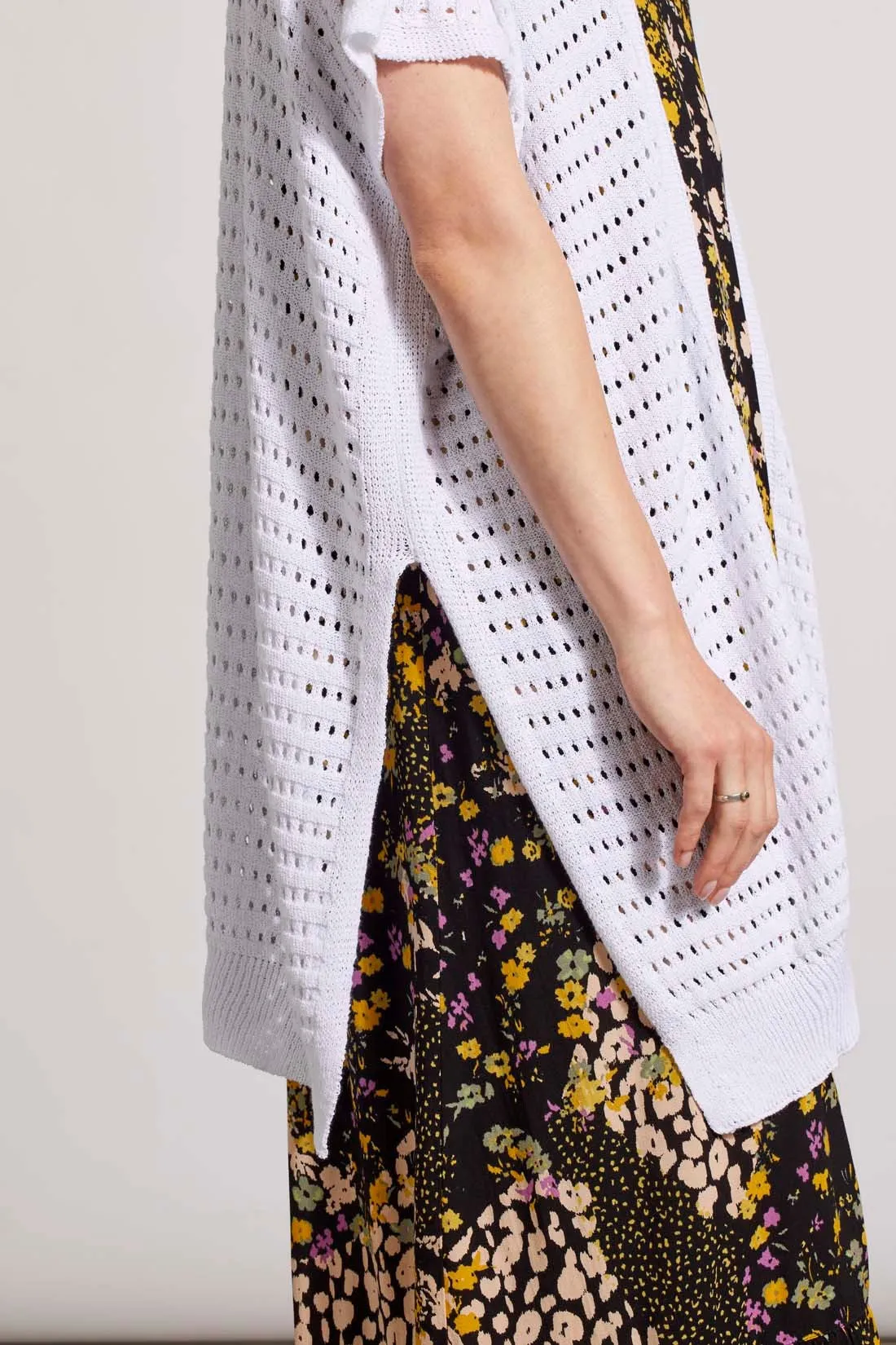 LONGLINE SWEATER CARDIGAN WITH SIDE SLITS-White sold by Tribal product image thumbnail 3