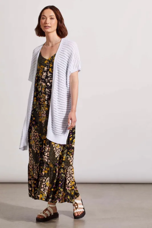 LONGLINE SWEATER CARDIGAN WITH SIDE SLITS-White sold by Tribal