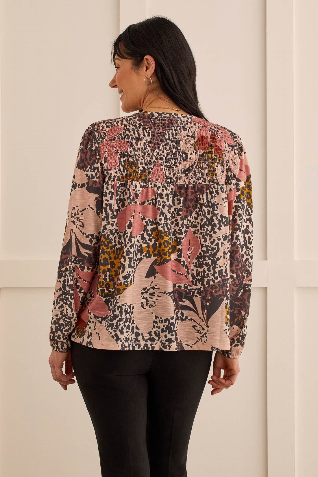 PRINTED FLOWY BLOUSE WITH SMOCKING-Nomad sold by Tribal product image thumbnail 3