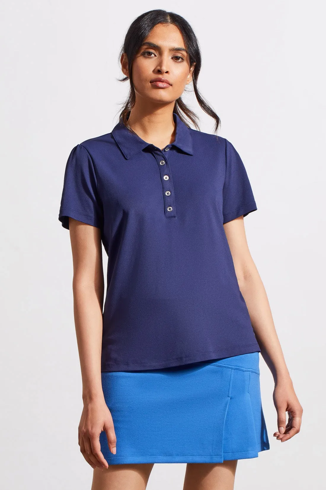 SHORT-SLEEVE POLO TOP WITH BUTTON PLACKET-Jet blue sold by Tribal product image thumbnail 3