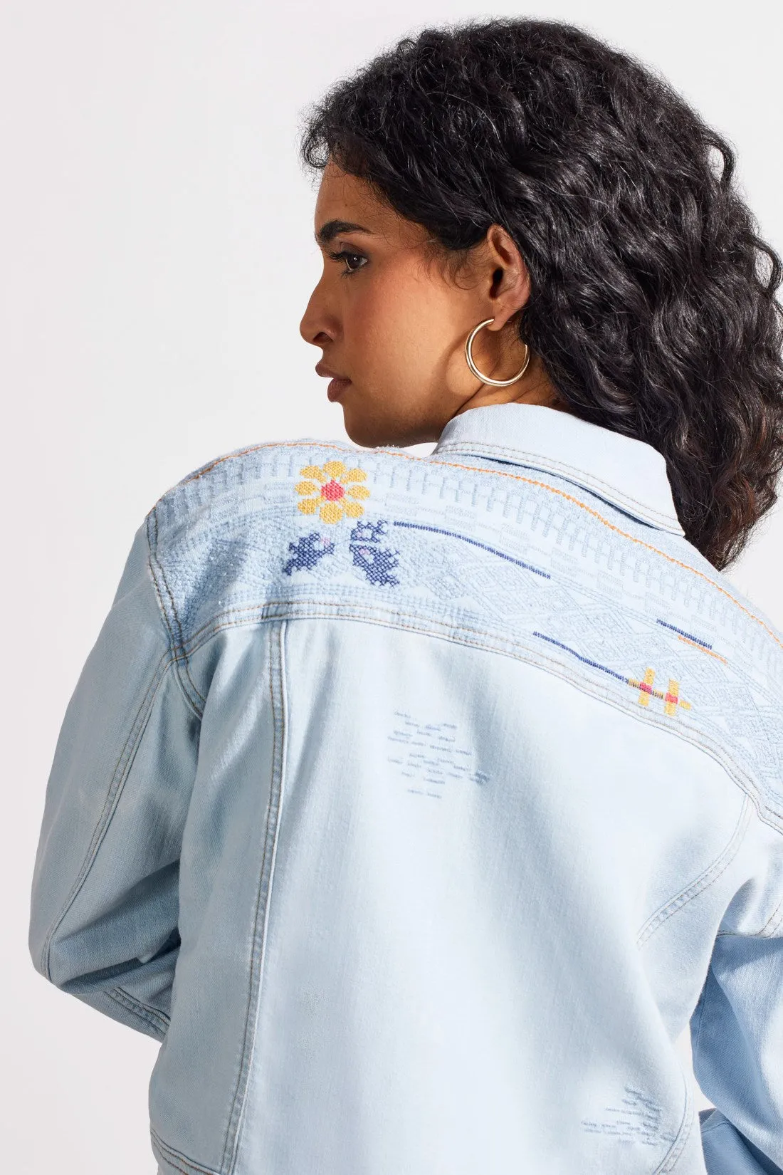 Embroidered Classic Lightweight Novelty Denim Jacket-Frozenberry sold by Tribal product image thumbnail 4