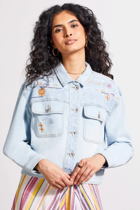 Embroidered Classic Lightweight Novelty Denim Jacket-Frozenberry sold by Tribal