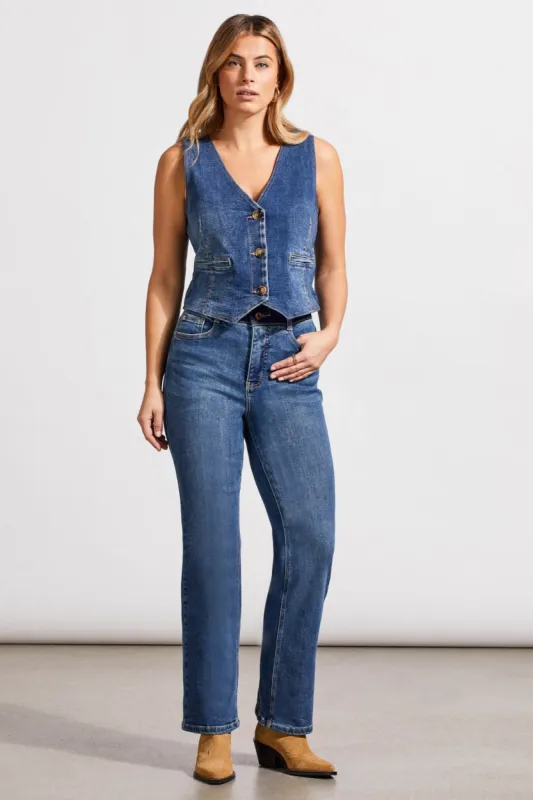 Brooke High-Rise Microflare Jeans With Contrast Waistband-Soft Indigo sold by Tribal