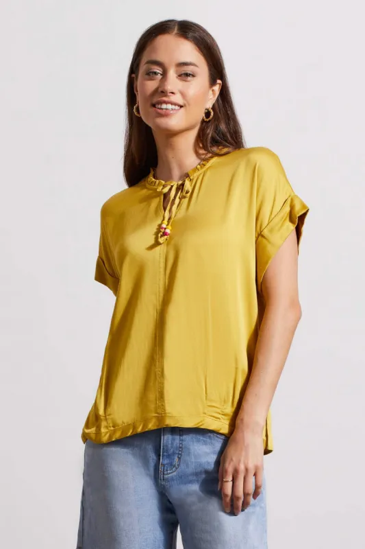 SATIN EFFECT SUMMER BLOUSE-Limoncello sold by Tribal