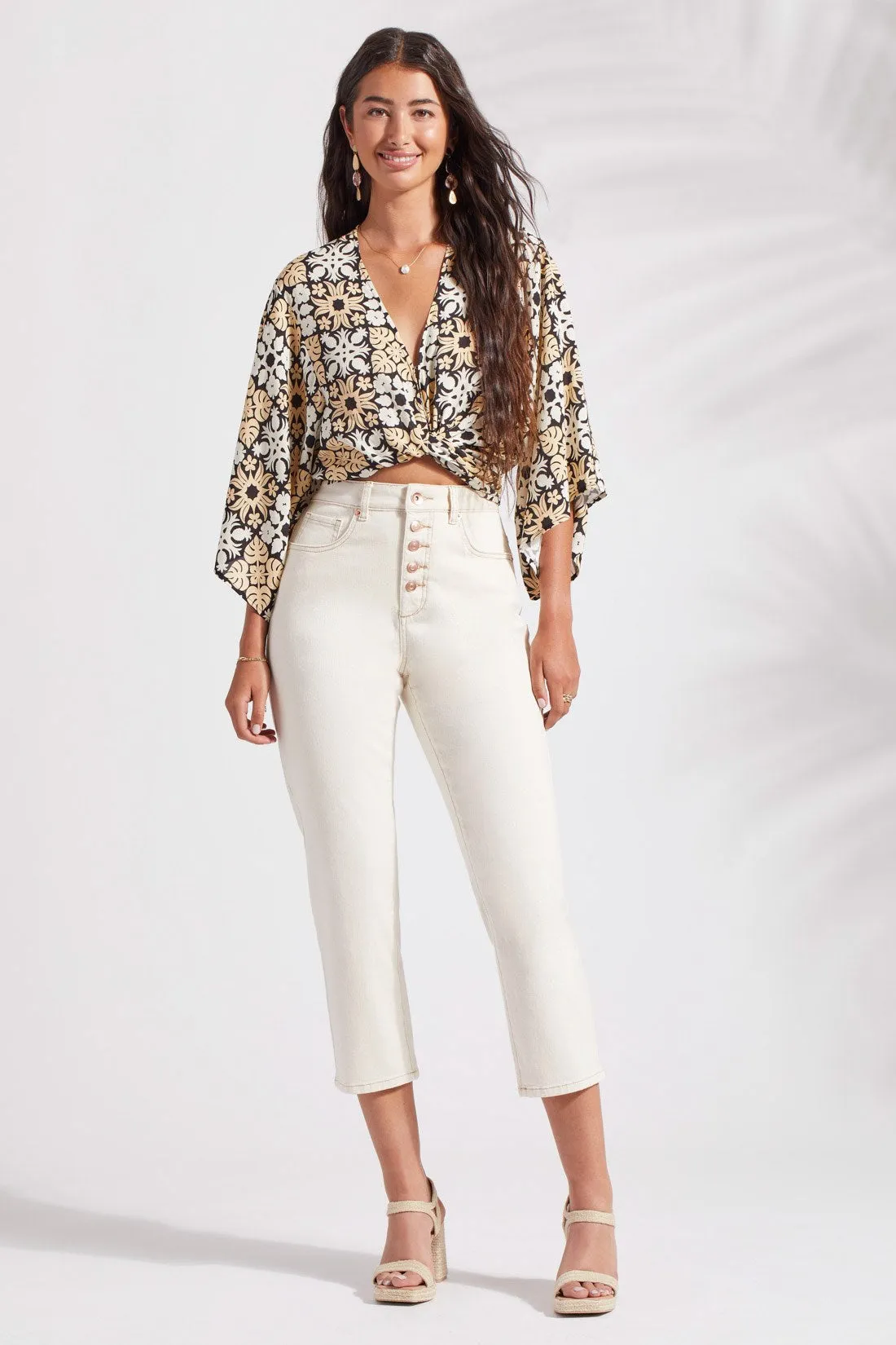 BROOKE HIGH RISE CROP JEANS WITH BUTTON-UP FLY-Ecru sold by Tribal product image thumbnail 4