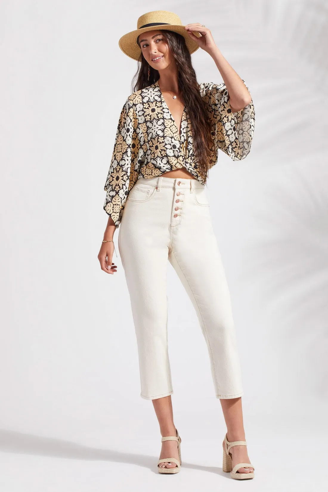 BROOKE HIGH RISE CROP JEANS WITH BUTTON-UP FLY-Ecru sold by Tribal