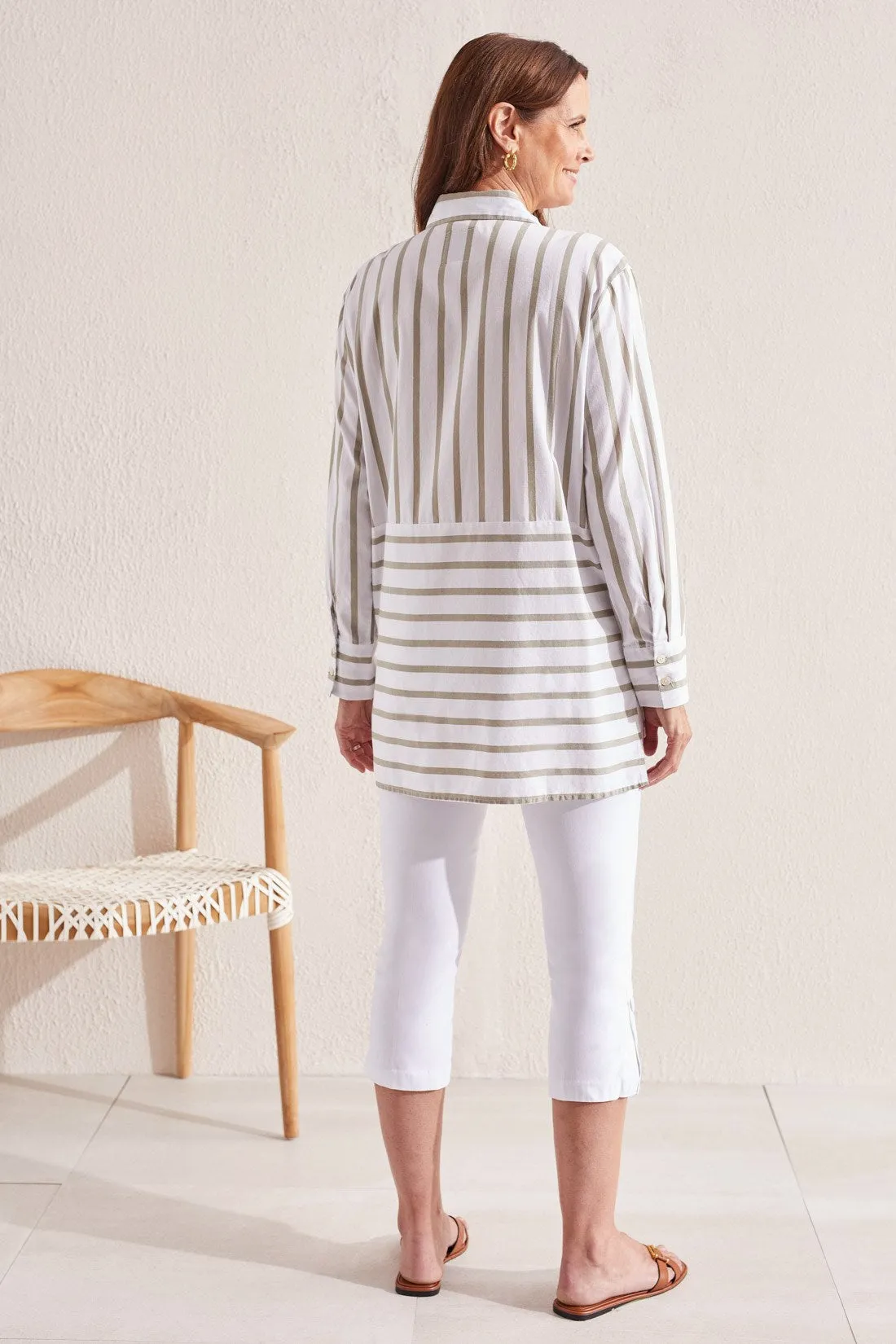 STRIPED COTTON BUTTON-UP SHIRT-Driedsage sold by Tribal product image thumbnail 4