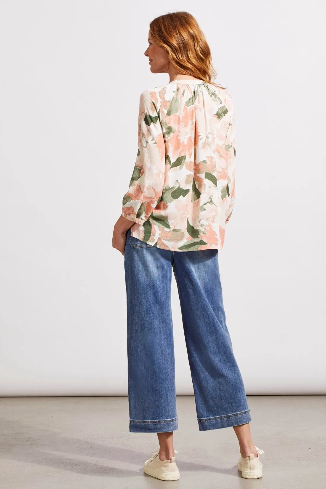 PRINTED CHALLIS BLOUSE WITH TIES-Mutedclay sold by Tribal product image thumbnail 3