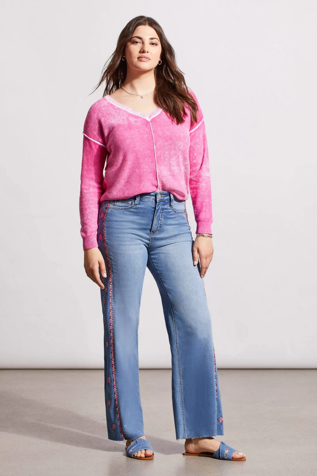 BROOKE HIGH RISE JEANS WITH SIDE EMBROIDERY-Bluelotus sold by Tribal