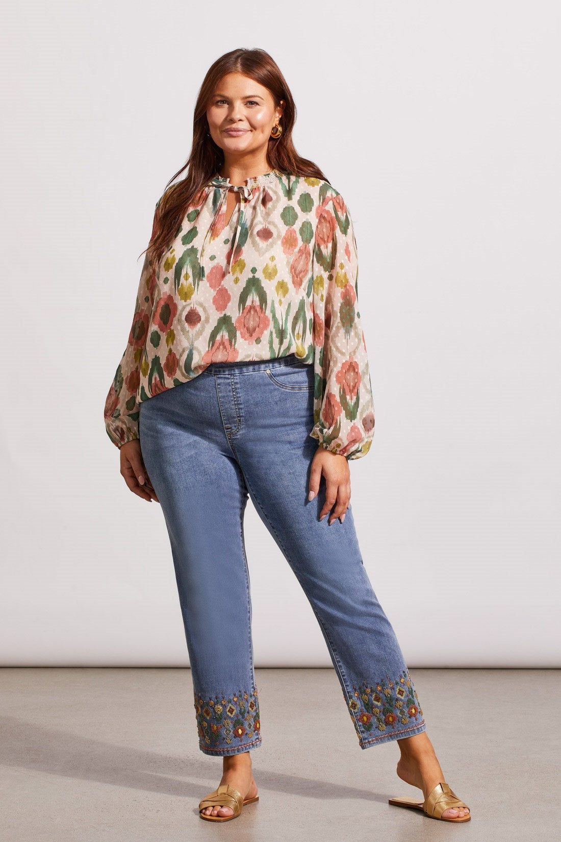 PRINTED PUFF SLEEVE BLOUSE-Vine sold by Tribal product image thumbnail 2