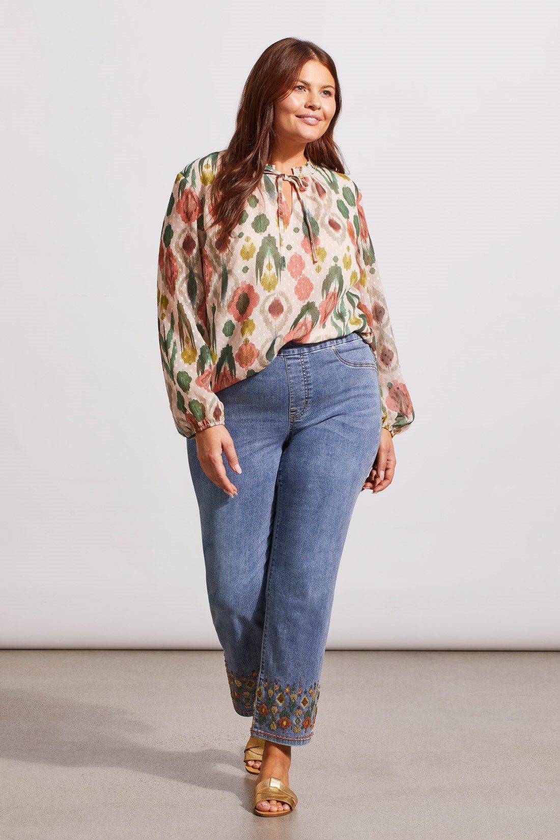 PRINTED PUFF SLEEVE BLOUSE-Vine sold by Tribal product image thumbnail 3