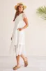 COTTON EYELET TIERED DRESS -White sold by Tribal
