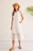 COTTON EYELET TIERED DRESS -White sold by Tribal
